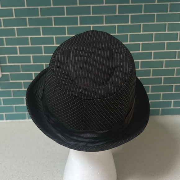 Kenny K. black white pinstripe unisex cotton fedora hat size large - Picture 3 of 8